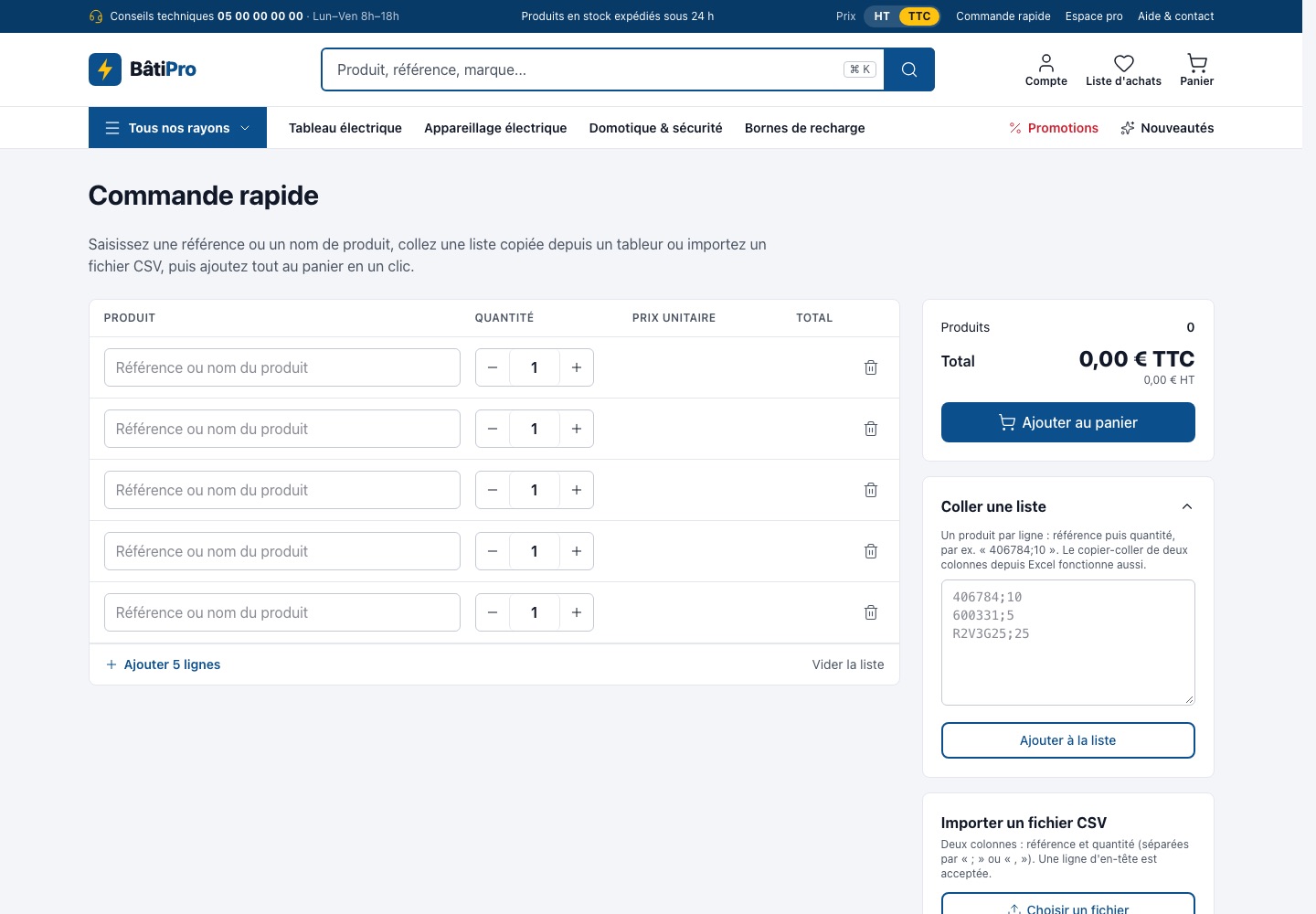 Commande rapide